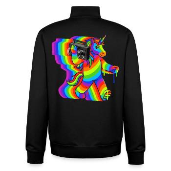 Sound licorne ghetto blaster - Sweat zippé unisexe en coton bio Stanley/Stella - noir - Dos - AI Model Male 185 light (185cm)