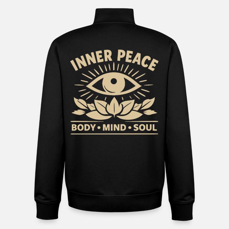 Pace Interiore Corpo Mente Anima Occhio - Felpa unisex con zip in cotone biologico di Stanley/Stella - nero