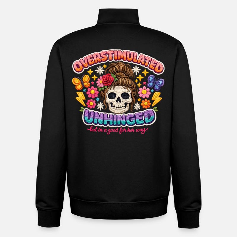 Overstimulated Unhinged Skull Flora - Unisex Organic Zip Sweatshirt von Stanley/Stella - Schwarz