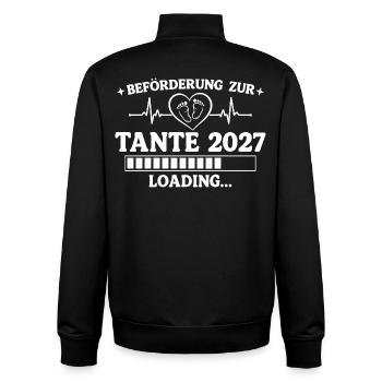 Tante 2027 Loading – Beförderung zur Tante - Unisex Organic Zip Sweatshirt von Stanley/Stella - Schwarz - Hinten - AI Model Male 185 light (185cm)
