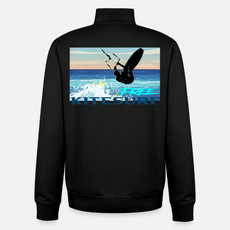 Le kitesurf - Sweat zippé unisexe en coton bio Stanley/Stella - noir