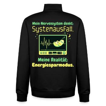 Faultier Nervensystem Energiesparmodus Humor Desig - Unisex Organic Zip Sweatshirt von Stanley/Stella - Schwarz - Hinten - AI Model Male 185 light (185cm)