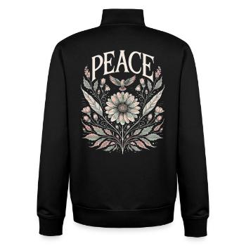 Paix Vintage Décor Floral Design Pastel - Sweat zippé unisexe en coton bio Stanley/Stella - noir - Dos - AI Model Male 185 light (185cm)