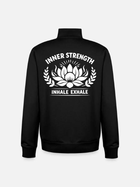 Inner Strength Inhale Exhale Lotus Kraft - Unisex Organic Zip Sweatshirt by Stanley/Stella - black