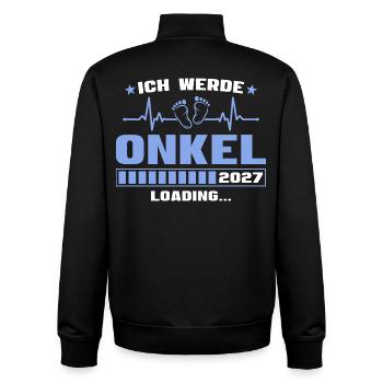 Ich werde Onkel 2027 – Werdender Onkel - Unisex Organic Zip Sweatshirt von Stanley/Stella - Schwarz - Hinten - AI Model Male 185 light (185cm)