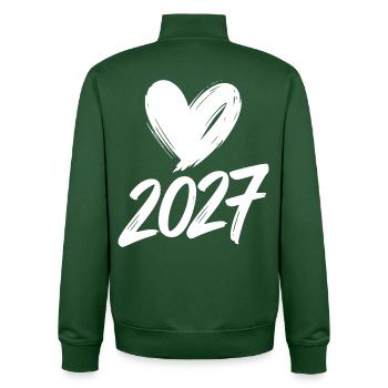 2027 Heart - Unisex Organic Zip Sweatshirt by Stanley/Stella - bottle green - Back - AI Model Male 185 dark (185cm)