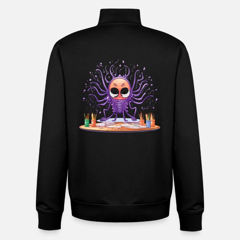 Creative Ink Octopus - Sweat zippé unisexe en coton bio Stanley/Stella - noir