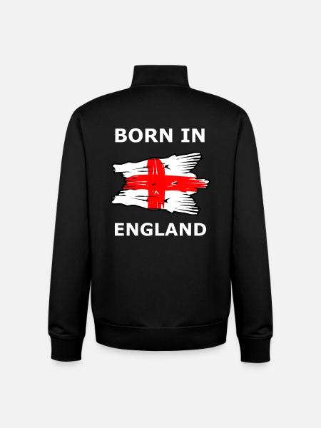 Born in England Flag Art - Unisex Organic Zip Sweatshirt by Stanley/Stella - black
