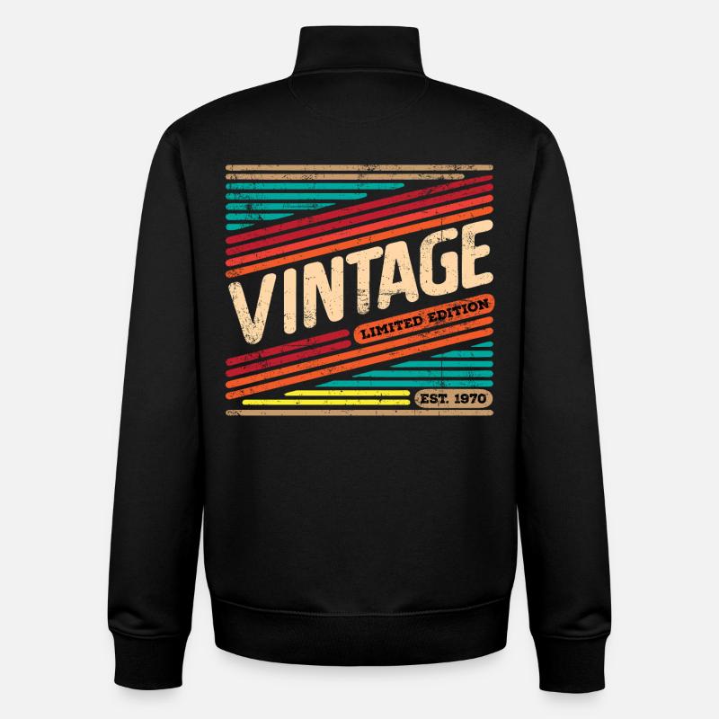 Millésime 1970 - Sweat zippé unisexe en coton bio Stanley/Stella - noir