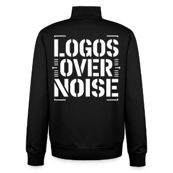 Logo Designer Logos Over Noise Brand Designer - Unisex Organic Zip Sweatshirt von Stanley/Stella - Schwarz - Hinten - AI Model Male 185 light (185cm)
