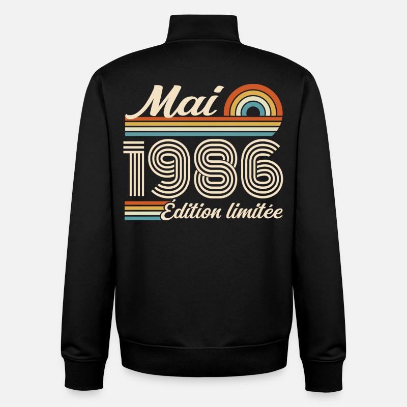 Mai 1986 - Sweat zippé unisexe en coton bio Stanley/Stella - noir