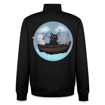 Kawaii Cats Fischerboot-Hemd - Unisex Organic Zip Sweatshirt von Stanley/Stella - Schwarz - Hinten - AI Model Male 185 light (185cm)