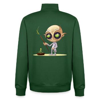 Alien Painter with Gold Dust - Unisex Organic Zip Sweatshirt by Stanley/Stella - bottle green - Back - AI Model Male 185 dark (185cm)