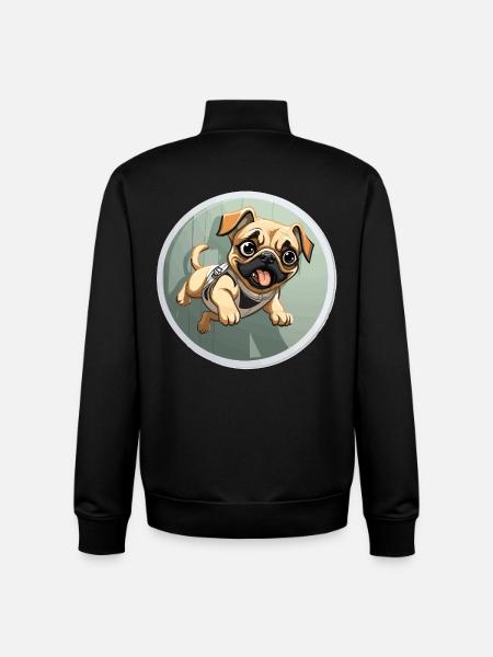 Squeaking Pug Sprinter - Unisex Organic Zip Sweatshirt by Stanley/Stella - black