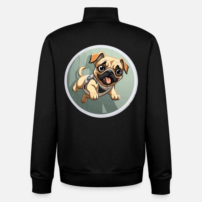 Squeaking Pug Sprinter - Unisex Organic Zip Sweatshirt by Stanley/Stella - black