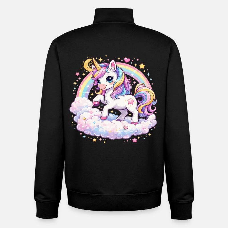 Pastell-Einhorn auf Wolkenbogen - Unisex Organic Zip Sweatshirt von Stanley/Stella - Schwarz