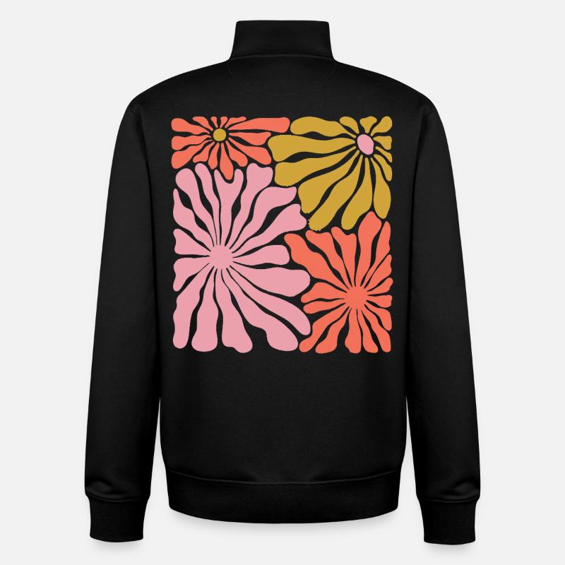 Frühlingsblüten Pop-Art Muster - Unisex Organic Zip Sweatshirt von Stanley/Stella - Schwarz