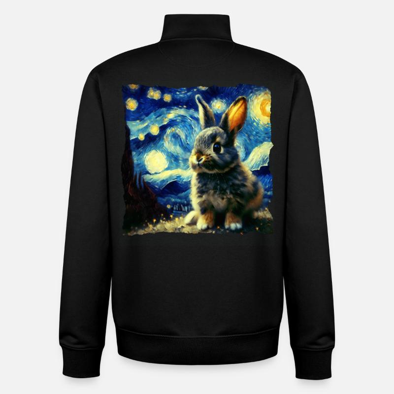 Starry sky style rabbit - Unisex Organic Zip Sweatshirt by Stanley/Stella - black