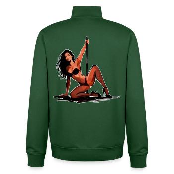 Art sexy de la pole dance : élégance gracieuse de pin-up - Sweat zippé unisexe en coton bio Stanley/Stella - vert bouteille - Dos - AI Model Male 185 dark (185cm)