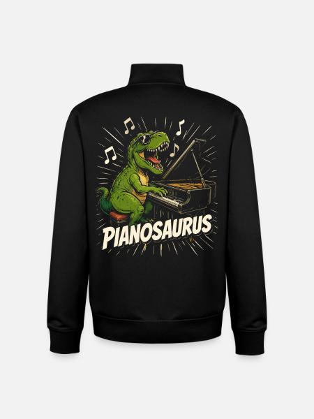 Fun Pianist Dinosaur - Unisex Organic Zip Sweatshirt by Stanley/Stella - black