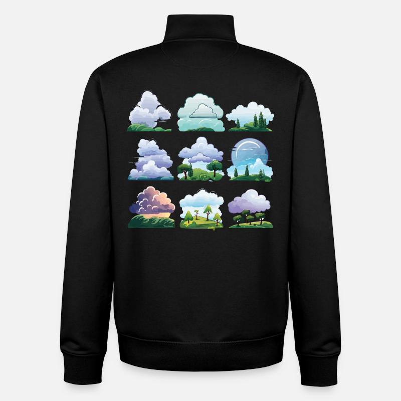Ensemble de dessins animés Cloudscapes - Sweat zippé unisexe en coton bio Stanley/Stella - noir
