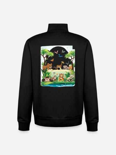 Jungle Wildlife Safari - Unisex Organic Zip Sweatshirt by Stanley/Stella - black