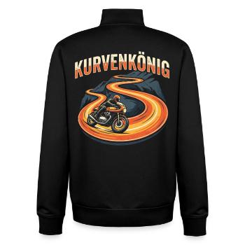 Kurvenkönig - Retro Motorrad Biker Geschenk - Unisex Organic Zip Sweatshirt von Stanley/Stella - Schwarz - Hinten - AI Model Male 185 light (185cm)