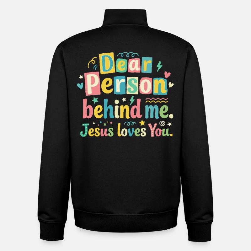 Jésus t’aime, message positif - Sweat zippé unisexe en coton bio Stanley/Stella - noir