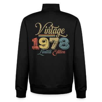 Millésime 1978 - Sweat zippé unisexe en coton bio Stanley/Stella - noir - Dos - AI Model Male 185 light (185cm)