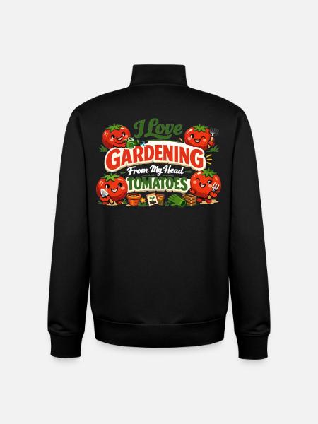 Jag älskar trädgårdsarbete från mitt huvud tomattröja - Unisex sweatshirt med dragkedja i ekologisk bomull Stanley/Stella - svart