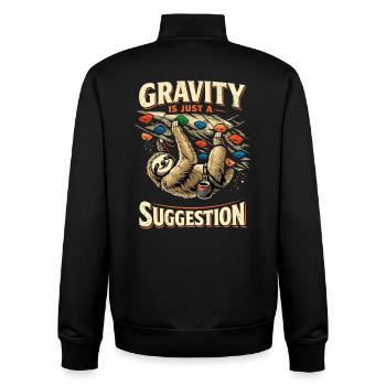 Sloth Bouldering: Gravity Is Just A Suggestion - Unisex Organic Zip Sweatshirt by Stanley/Stella - black - Back - AI Model Male 185 light (185cm)