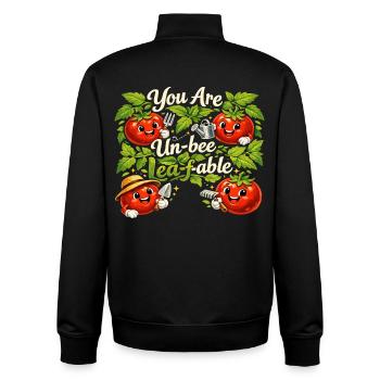 Lustige Tomate: You Are Un-bee-leaf-able Design - Unisex Organic Zip Sweatshirt von Stanley/Stella - Schwarz - Hinten - AI Model Male 185 light (185cm)
