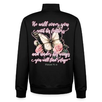 Butterfly Christian - Unisex Organic Zip Sweatshirt by Stanley/Stella - black - Back - AI Model Male 185 light (185cm)