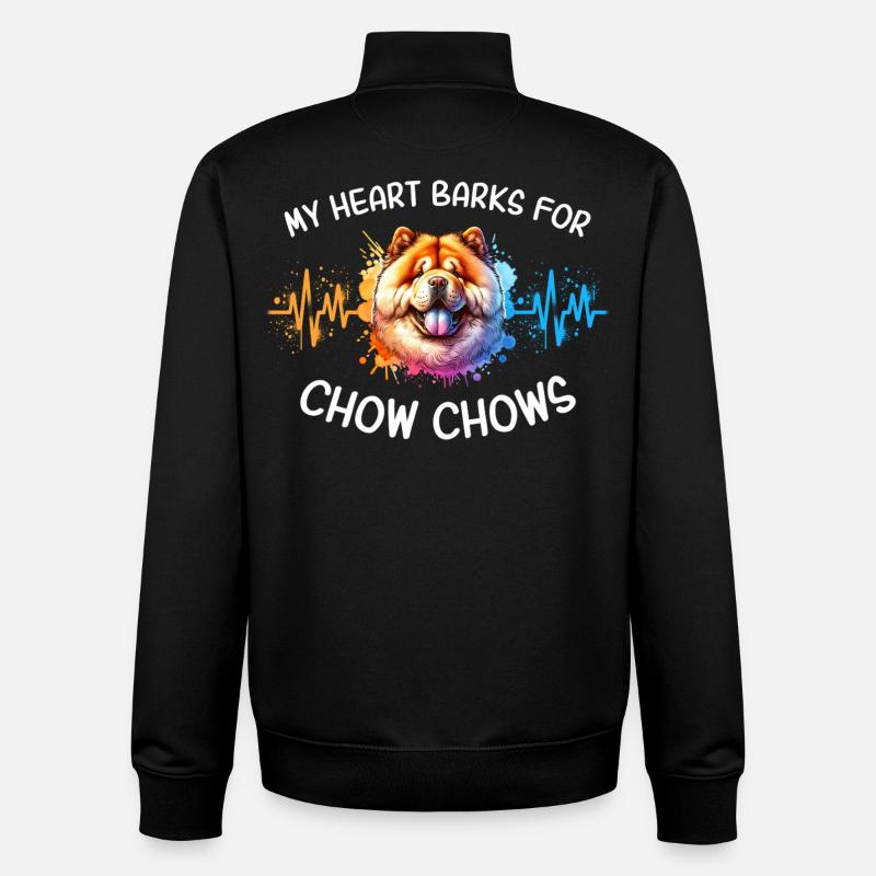 Ligne Cœur Chowchow - Sweat zippé unisexe en coton bio Stanley/Stella - noir