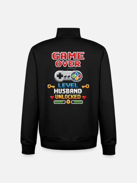 Game Over - Level Husband Unlocked | 8-bit - Unisex Organic Zip Sweatshirt by Stanley/Stella - black