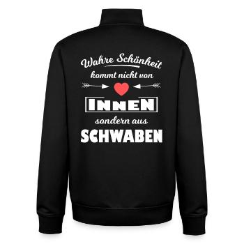 Wahre Schönheit kommt aus Schwaben - Unisex Organic Zip Sweatshirt von Stanley/Stella - Schwarz - Hinten - AI Model Male 185 light (185cm)