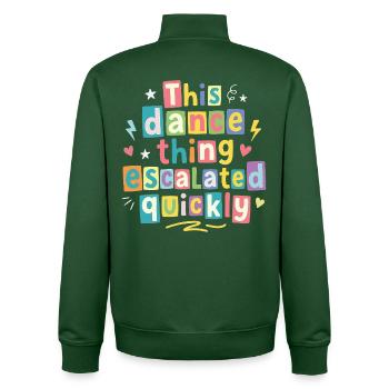 This dance quickly escalated - Unisex Organic Zip Sweatshirt by Stanley/Stella - bottle green - Back - AI Model Male 185 dark (185cm)