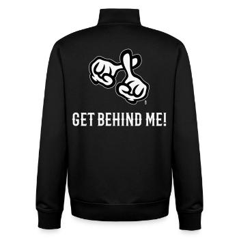 Stell dich hinter mich! (Kreuz / Bibel / Religion / NEG 2C) - Unisex Organic Zip Sweatshirt von Stanley/Stella - Schwarz - Hinten - AI Model Male 185 light (185cm)