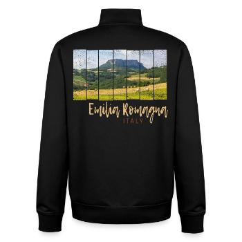 Emilia-Romagna in Italien Panorama Souvenir - Unisex Organic Zip Sweatshirt von Stanley/Stella - Schwarz - Hinten - AI Model Male 185 light (185cm)