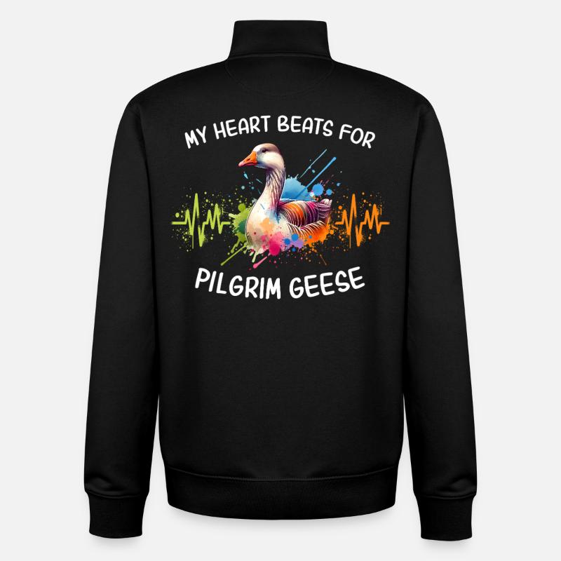 Pilgrim Goose Heart Line - Unisex Organic Zip Sweatshirt by Stanley/Stella - black