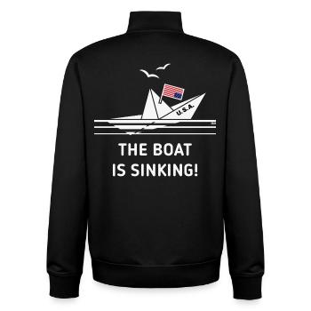 The Boat Is Sinking! (USA / Upside Down / NEG) - Unisex Organic Zip Sweatshirt von Stanley/Stella - Schwarz - Hinten - AI Model Male 185 light (185cm)