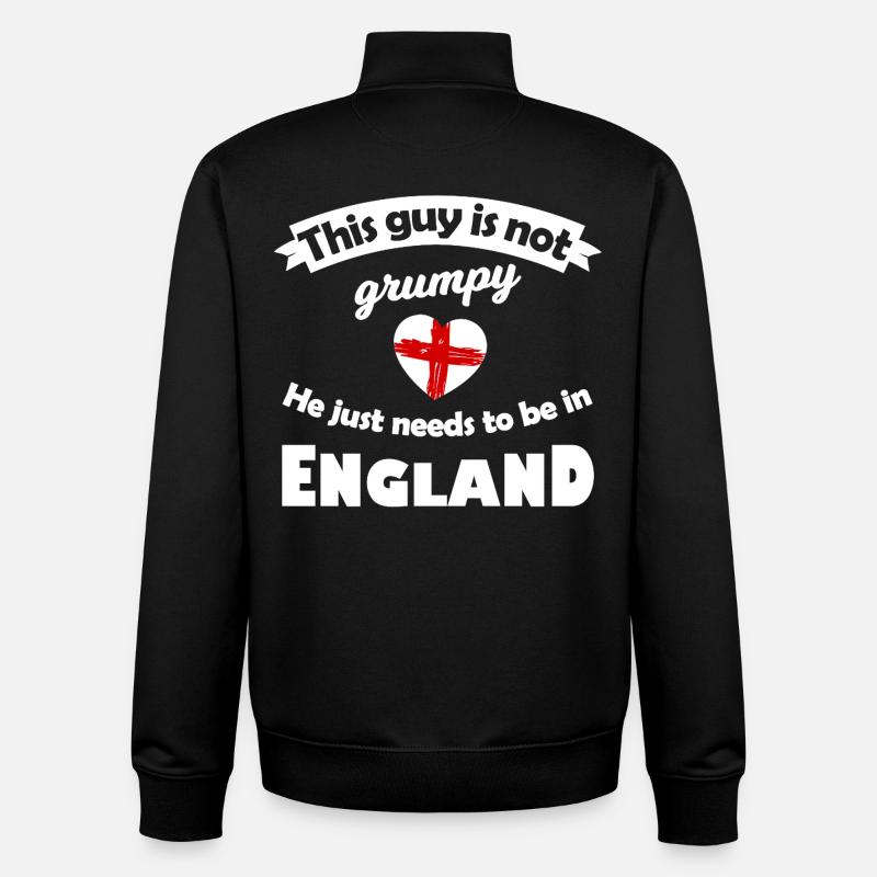 Not grumpy: He needs England - Unisex Organic Zip Sweatshirt by Stanley/Stella - black