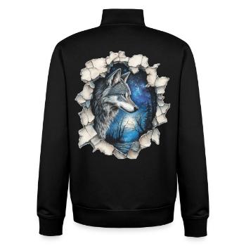 Wolf mit Sternen - Unisex Organic Zip Sweatshirt von Stanley/Stella - Schwarz - Hinten - AI Model Male 185 light (185cm)