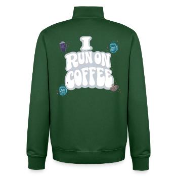 JE FONCTIONNE AU CAFÉ | Humour Matin Caféine - Sweat zippé unisexe en coton bio Stanley/Stella - vert bouteille - Dos - AI Model Male 185 dark (185cm)