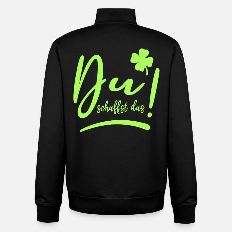 Du schaffst das! Glücksbringer Mutmacher neon - Unisex Organic Zip Sweatshirt von Stanley/Stella - Schwarz