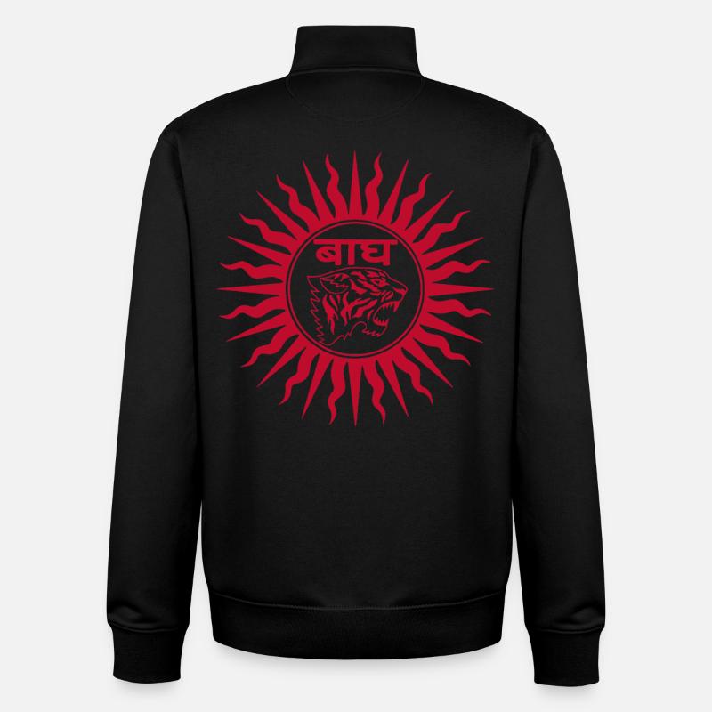Tigre d'Inde (rouge) - Sweat zippé unisexe en coton bio Stanley/Stella - noir