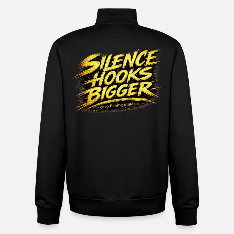 Silence Hooks Bigger Carp Fishing Mindset - Sweat zippé unisexe en coton bio Stanley/Stella - noir