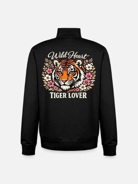 Wild Heart Tiger - Unisex Organic Zip Sweatshirt by Stanley/Stella - black