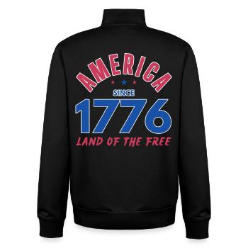 AMERICA 1776 LAND OF THE FREE  - Unisex Organic Zip Sweatshirt by Stanley/Stella - black - Back - AI Model Male 185 light (185cm)
