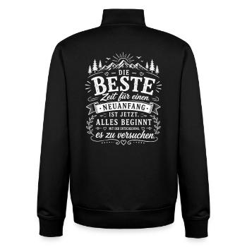 Beste Zeit für Neuanfang - Unisex Organic Zip Sweatshirt von Stanley/Stella - Schwarz - Hinten - AI Model Male 185 light (185cm)